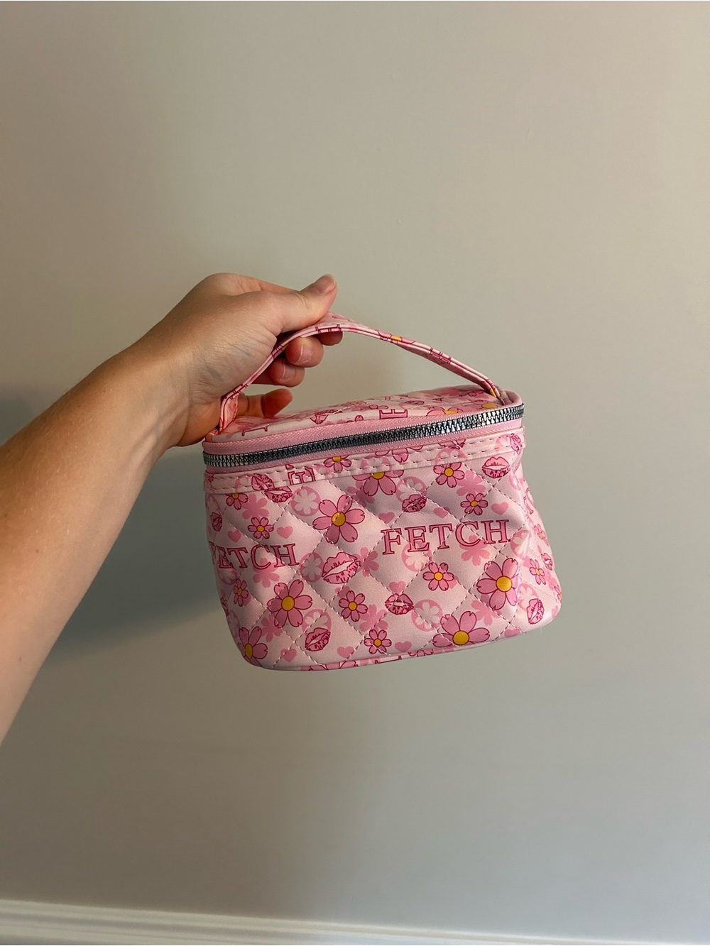Mean Girls Pink 'Fetch' Floral Cosmetic Bag